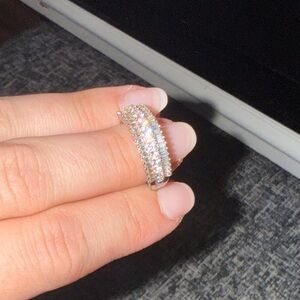 Bold sterling Silver Diamond ring